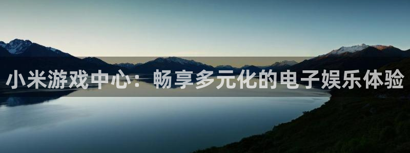 杏宇娱乐登录官网网址入口：小米游戏中心：畅享多元化的电子娱乐